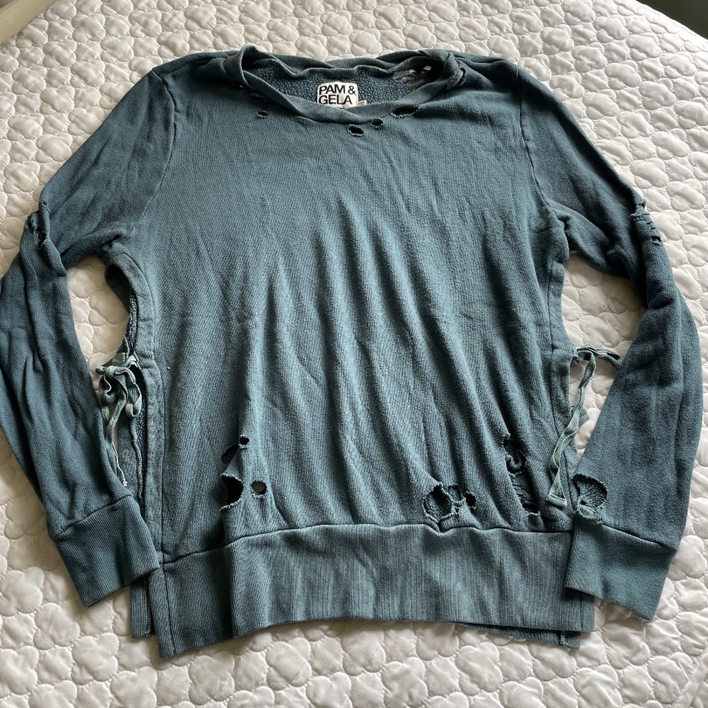 Pam & Gela Destroyed Sweater Size Medium Made in USA